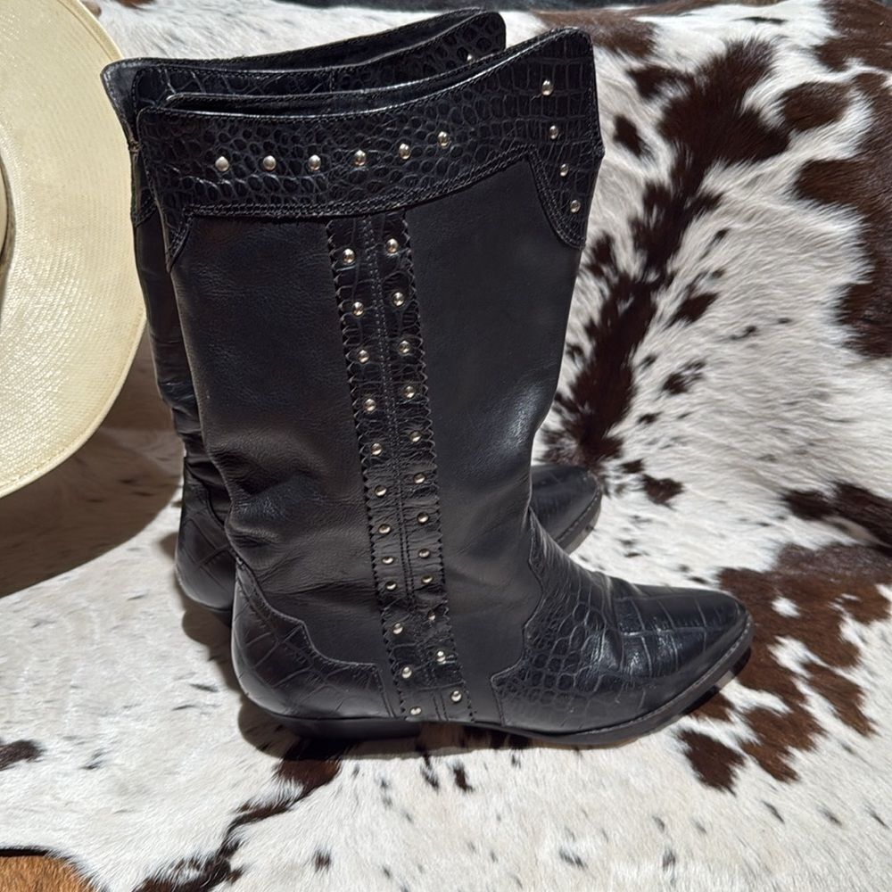 MARC ALPERT 100% LEATHER WESTERN STUDDED BOOTS BURNING MAN SIZE ‎ 8.5 T1 - Picture 8 of 12